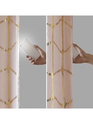 Raina Total Blackout Metalik Baskı Gromet Üst Tekli Perde Paneli Termal Yalıtımlı Işık Engelleyici Drape, Yatak Odası, Oturma Odası ve Yurt Için, 50 x 84, Allık/altın, 1 Adet