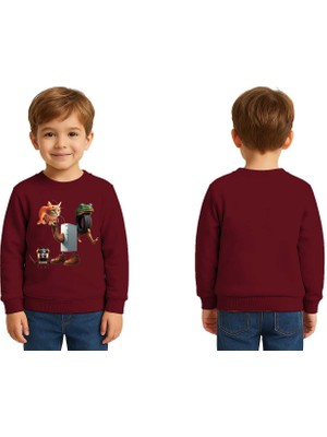 Sedirli Unisex Braınrot Baskılı Çocuk Swaetshirt 3 Iplik Şardonlu