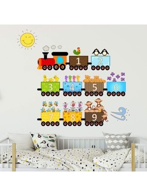 Duvar Çıkartması, Yaratıcı Hayvanlı Numara Treni - 2 Parça, 25 x 35 cm Çıkarılabilir Duvar Stickerları, Yatak Odası, Okul, Çocuk Odası ve Oturma Odası Için