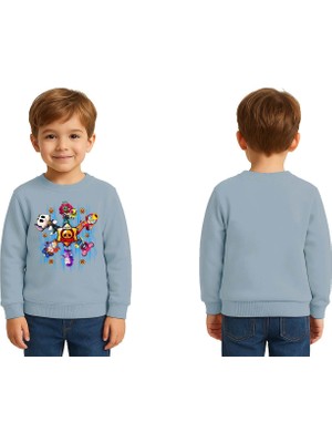 Sedirli Unisex Brawl Stars Baskılı Çocuk Swaetshirt 3 Iplik Şardonlu