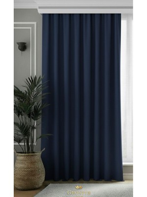 Groster Spor Lacivert Blackout, Işık Güneş Geçirmez Karartma Perde Güneşlik, Fon Perde Pilesiz  [enxboy]