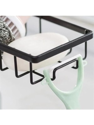 Paslanmaz Çelik Musluk Üstü Sabunluk – Mutfak ve Banyo Için Sabun ve Sünger Organizeri, Duş ve Lavabo Rafı, Kolay Montajlı Banyo Rafı-Asorti Renk