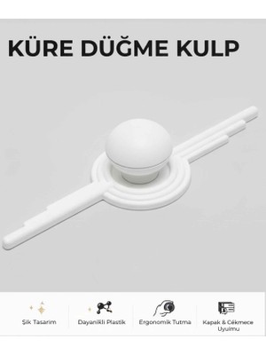 İmt Aksesuar Küre Düğme Mobilya Kulpu Beyaz Dolap Kapağı Çekmece Genç ve Çocuk Odası Kulpu
