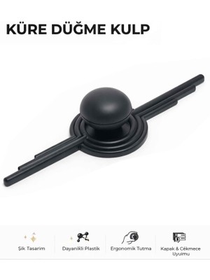 İmt Aksesuar Küre Düğme Mobilya Kulpu Siyah Dolap Kapağı Çekmece Genç ve Çocuk Odası Kulpu