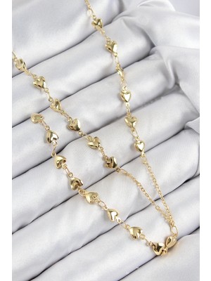 Üreticiniz Pirinç Zirkon Taşlı Kalp Model Gold Renk Y Kolye