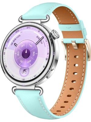 Sneezy Huawei Watch Gt6 41MM Ile Uyumlu Starlight Gold Metal Tokalı Deri Zarif Şık Kordon