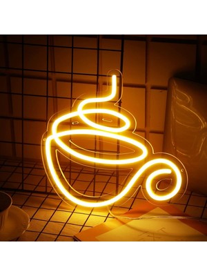 Neon Duvar Yazısı "kahve" Neon Tabela 50X50CM