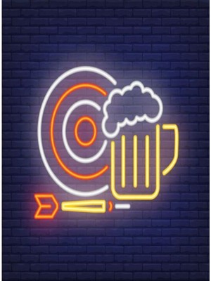 Beer ve Dart Neon Tabela 50 x 50 cm