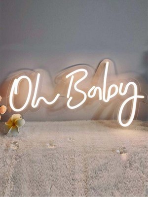 Oh Baby Neon LED Tabela-Dekoratif Aydınlatma-Beyaz 40 x 20 cm