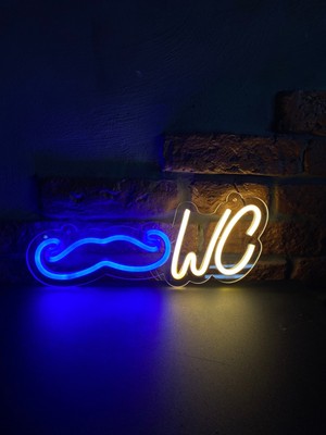 'erkek Wc' Işıklı Neon LED Dekoratif Duvar Yazısı Tabelası (35X13CM)