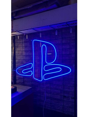 Playstation Logo Neon LED Tabela Ölçü Seçenekli Mavi Renk 60 x 40 /