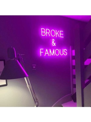 Broke & Famous Neon LED Aydınlatma Gece Lambası Parti Süsü Işıklı Duvar Dekor