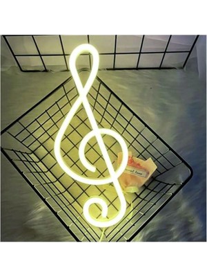 Sol Anahtarı Neon Yazı Duvar Dekoru Pleksi Üzerine 50CMX70CM