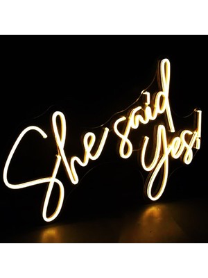Evlilik Teklifi She Said Yes Neon Tabela / She Said Yes Neon Sign 60 x 30 cm