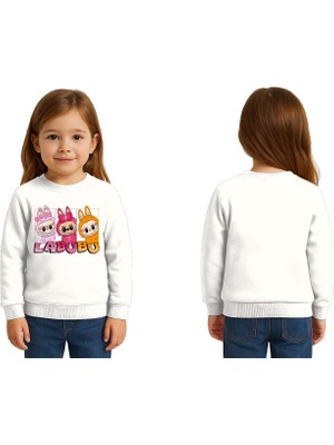 Sedirli Unisex Labubu Baskılı Çocuk Swaetshirt 3 Iplik Şardonlu