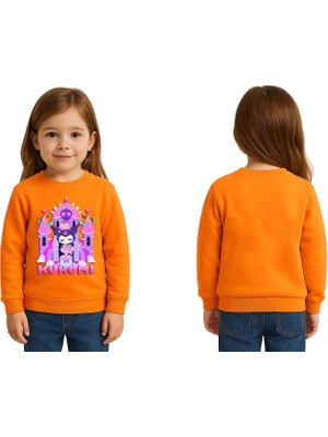 Sedirli Unisex Kuromi Baskılı Çocuk Swaetshirt 3 Iplik Şardonlu