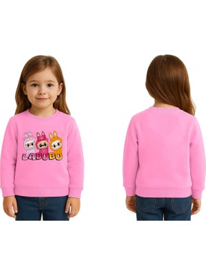 Sedirli Unisex Labubu Baskılı Çocuk Swaetshirt 3 Iplik Şardonlu