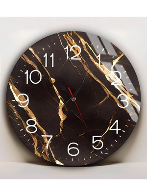 Harikabirev|kırılmaz Cam Duvar Saati  Siyah Gold  Soyut Şekil 01 |yvrlkcm