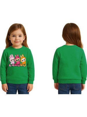 Sedirli Unisex Labubu Baskılı Çocuk Swaetshirt 3 Iplik Şardonlu