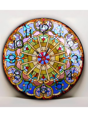 Harikabirev|kırılmaz Cam Duvar Saati  Çok Renkli Soyut Motif |yvrlkcm