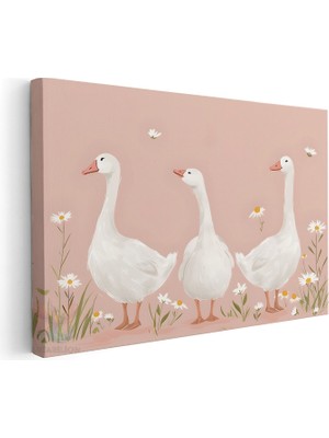 Artarilion Yatay Kanvas Tablo Salon Tablosu Sevimli Kazlar Kanvas Duvar Tablosu