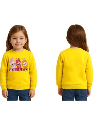 Sedirli Unisex Labubu Baskılı Çocuk Swaetshirt 3 Iplik Şardonlu