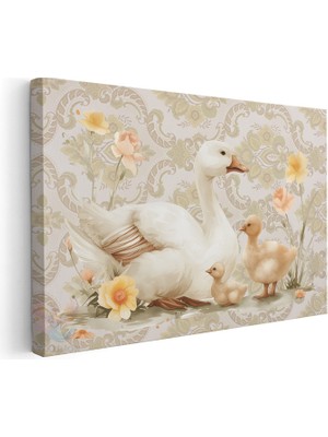 Artarilion Yatay Kanvas Tablo Salon Tablosu Ordek ve Yavrulari 2 Kanvas Duvar Tablosu