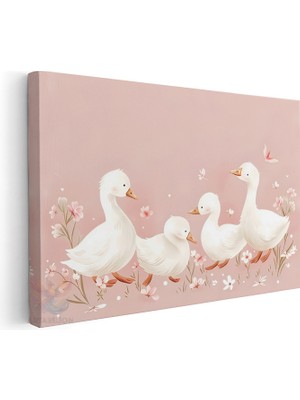 Artarilion Yatay Kanvas Tablo Salon Tablosu Yavru Kazlar Kanvas Duvar Tablosu