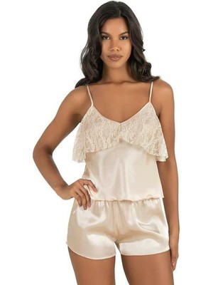 Beruflic Angel Fildişi Saten Şort Takımı 9214
