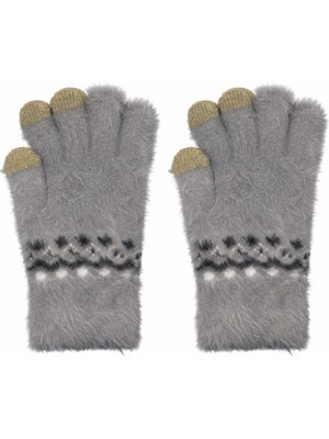 Gigi Giyim Kendinden Desenli Peluş Kız Çocuk Eldiven