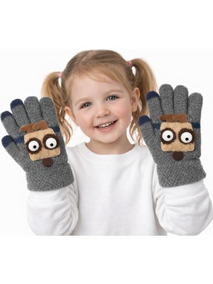 Gigi Giyim Oynar Rakun Yüzlü Unisex Çocuk Eldiven