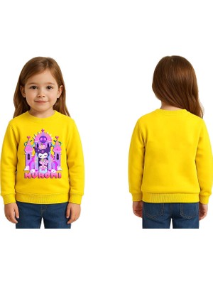 Sedirli Unisex Kuromi Baskılı Çocuk Swaetshirt 3 Iplik Şardonlu