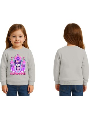 Sedirli Unisex Kuromi Baskılı Çocuk Swaetshirt 3 Iplik Şardonlu