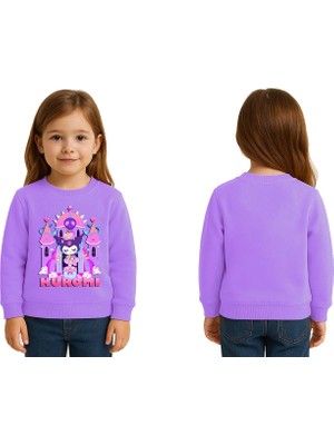 Sedirli Unisex Kuromi Baskılı Çocuk Swaetshirt 3 Iplik Şardonlu