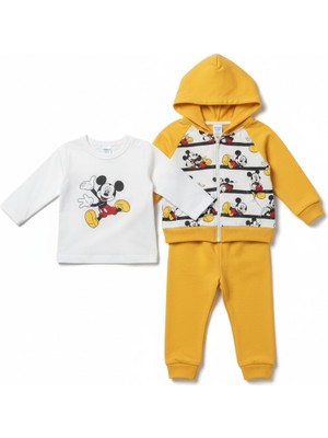 Seabubbles Mickey Hırkalı Erkek Bebek Alt Üst Takım 3lü Set