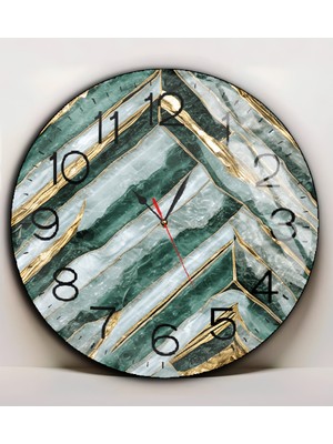 Harikabirev|kırılmaz Cam Duvar Saati  Zümrüt Yeşil Gold Soyut Tablo 02|yvrlkcm