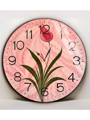 Harikabirev|kırılmaz Cam Duvar Saati  Ebruli Sanatı Desen 01 |yvrlkcm