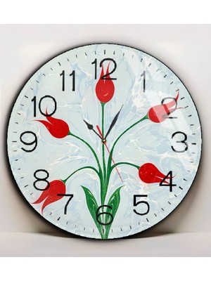 Harikabirev|kırılmaz Cam Duvar Saati  Ebruli Sanatı Desen 06 |yvrlkcm