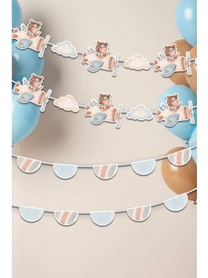 Niksy Design Pilot Ayıcık Uçak Temalı 2’li Banner Parti Süsü