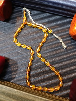 Anemore Collection Ateş Kehribar Tesbih Kapsül Kesim