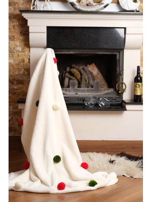 Cakkatex Ponponlu Yeniyıl Özel Seri Wellsoft Tv Battaniyesi |yılbaşı Battaniyesi