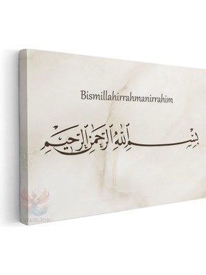 Artarilion Yatay Kanvas Tablo Salon Tablosu Besmele Kanvas Duvar Tablosu