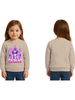 Sedirli Unisex Kuromi Baskılı Çocuk Swaetshirt 3 Iplik Şardonlu