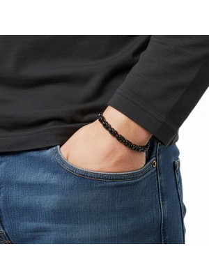 Hg.Aksesuar Erkek Box Cuban Çelik Zincir Bileklik 6mm