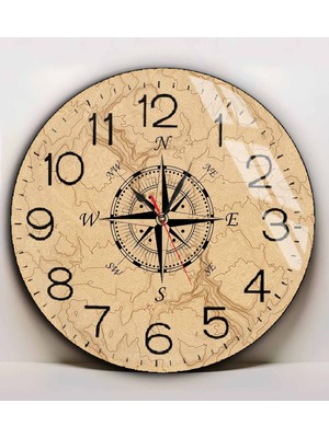 Harikabirev|kırılmaz Cam Duvar Saati  Antik Desen Pusula Şekli 02 |yvrlkcm