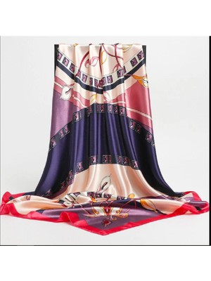 TrendyChic Mor Lale Desenli Kadın Şal Fular Aksesuar