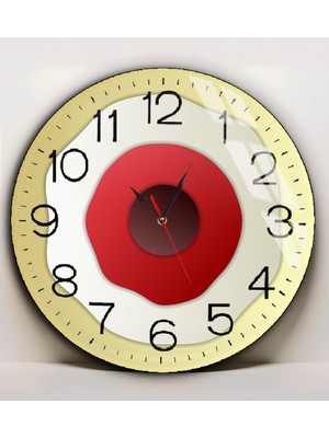 Harikabirev|kırılmaz Cam Duvar Saati Krem Kırmızı Soyut Tablo|yvrlkcm