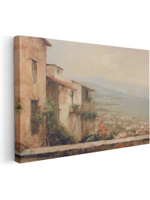 Artarilion Yatay Kanvas Tablo Salon Tablosu Vintage Kasaba Manzarasi Kanvas Duvar Tablosu