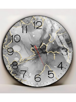Harikabirev|kırılmaz Cam Duvar Saati  Siyah Gold  Soyut Tablosu 9|yvrlkcm