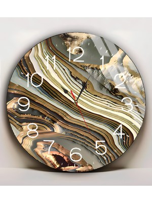 Harikabirev|kırılmaz Cam Duvar Saati  Krem Gold  Renk Soyut Tablo|yvrlkcm